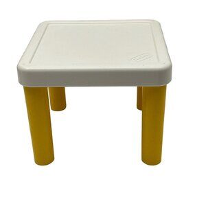 Vintage Little Tikes Dollhouse Size Table White With Yellow Legs Plastic
